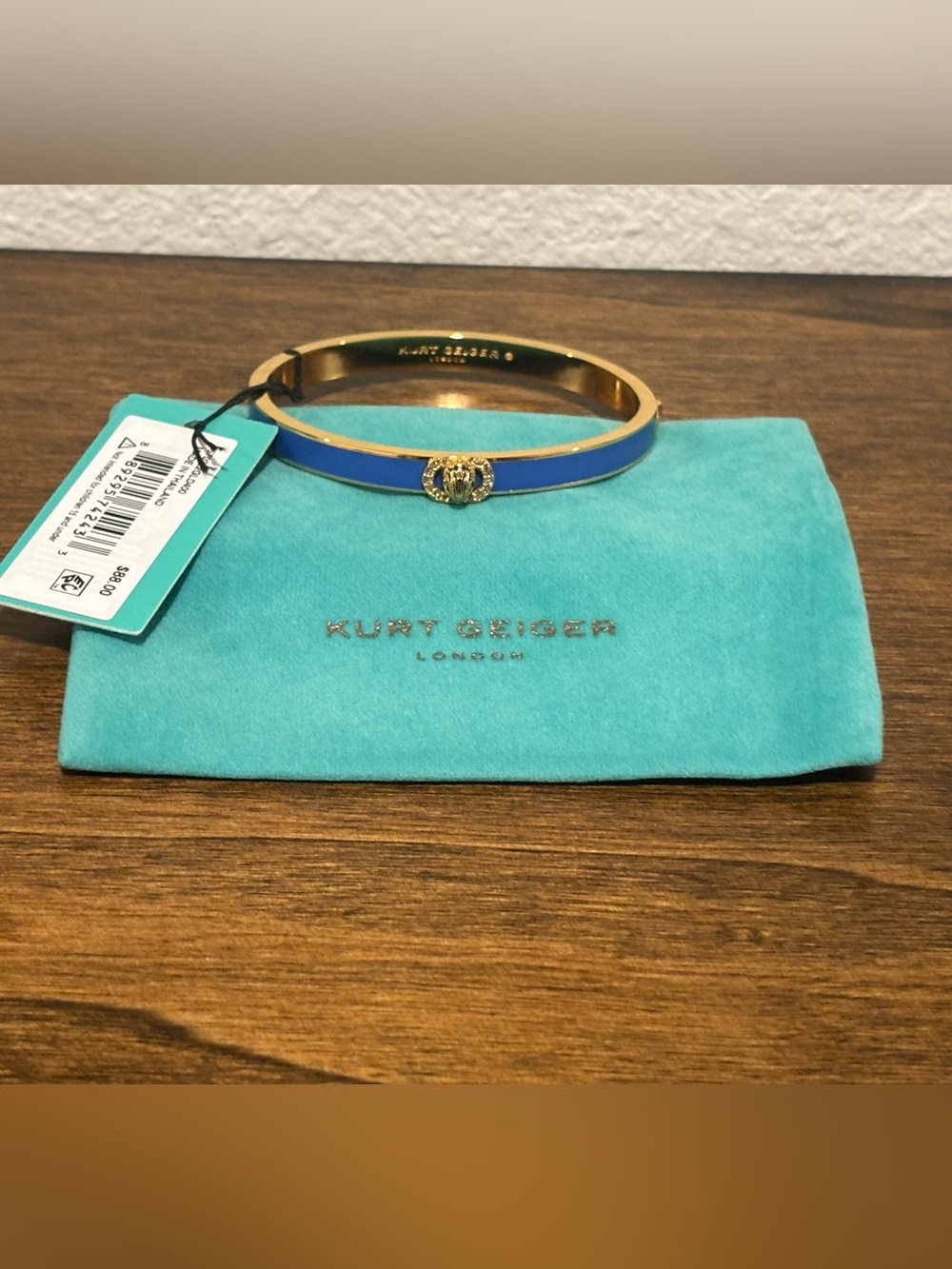 Kurt Geiger Gold-Tone Bangle with Blue Enamel